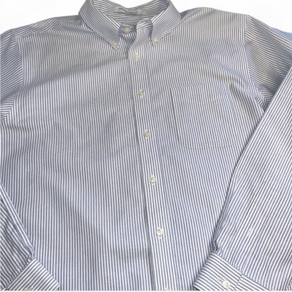 L.L. Bean White and Blue striped long sleeve button up size XL - Picture 5 of 8